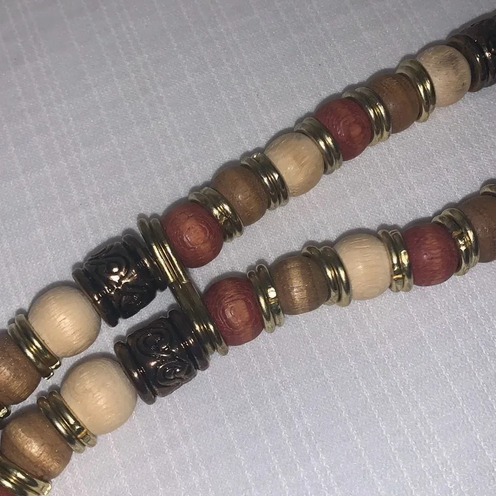 Vintage Double Strand Beaded Leather Belt Size Medium‎